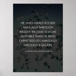 Poster Revenus passifs contre salaire - Succès et agitati