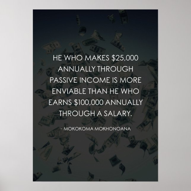 Poster Revenus passifs contre salaire - Succès et agitati (Devant)