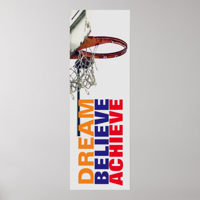 Poster Rêver Croire Atteindre la Motivation Basketball (Devant)