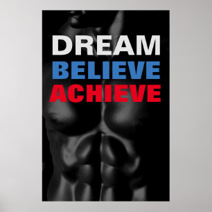 Poster Rêver Croire Atteindre Motivational Bodybuilding