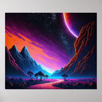 Rêver d'un paysage néon d'un autre univers
