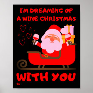 Poster "RÊVER D'UN VIN NOËL" drôle de cadeau de Noël