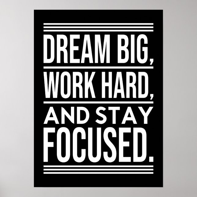 Poster Rêver Gros, Travailler dur, Stsay Focused - Gym, H (Devant)