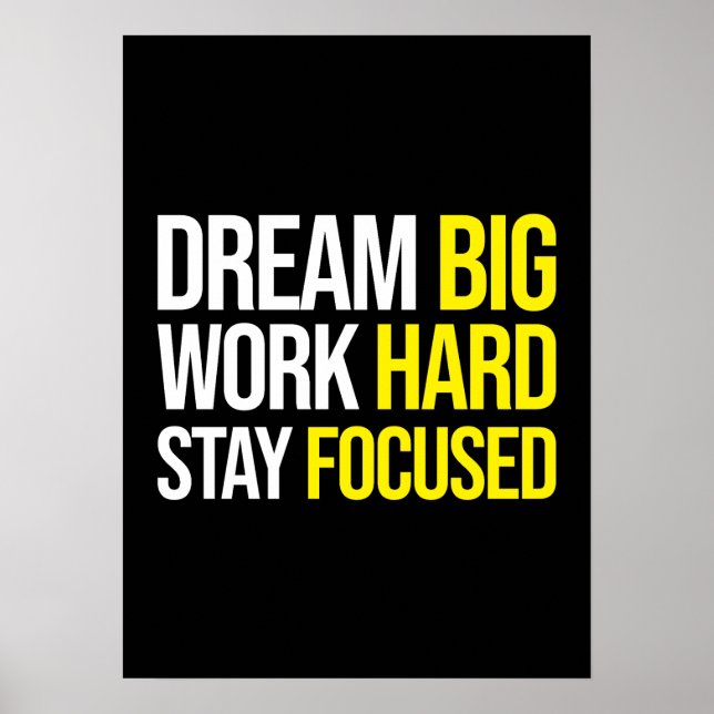 Poster Rêver Gros, Travailler dur, Stsay Focused - Gym, H (Devant)