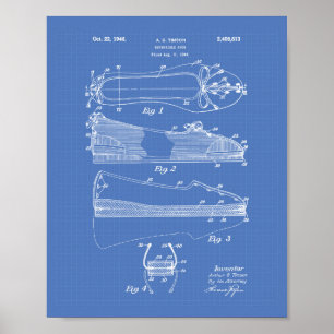 Poster Reversible Shoe 1946 Brevet Art Blueprint