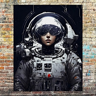 Poster Rêves cosmiques : L'astronaute Imaginaire rétro