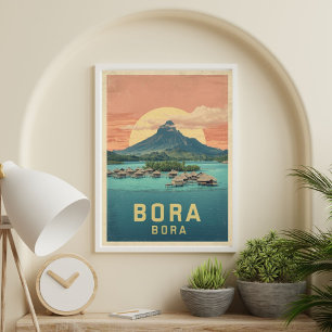 Poster Rêves de Bora Bora – Voyage dans le lagon vintage