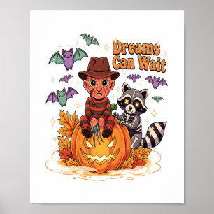 Poster rêves d'Halloween peuvent attendre horreur monstre