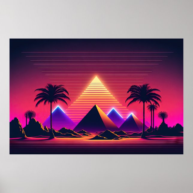 Poster Rêves futuristes néons des pharaons (Devant)