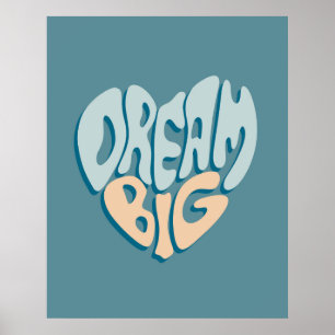 Poster Rêvez grand : Cœur bleu du succès