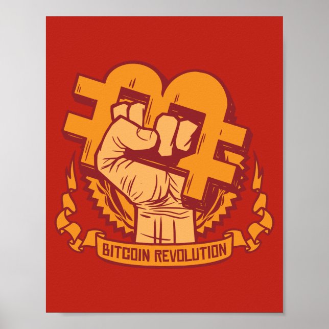Poster Révolution de la cryptomonnaie Bitcoin (Devant)