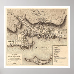 Poster Revolutionary War Newport Map - 1777