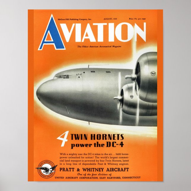 Poster Revue de couverture de l'avion vintage Aviation (Devant)