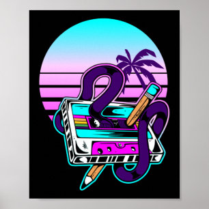 Poster Rewind Cassette Music Pencil 80s 90s
