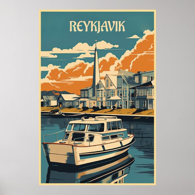 Poster Reykjavik, Islande, voyage (Devant)