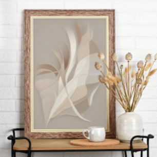 Poster "Rhapsodie plumée" Art abstrait beige