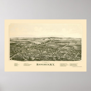 Poster Rhinebeck, NY Carte panoramique - 1890