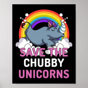 Poster Rhino Sauvez Le Chubby Unicorns Magique Arc En Cie