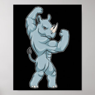 Poster Rhinocéros culturiste musculation sports 