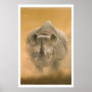 Poster Rhinocéros de remplissage - pastels