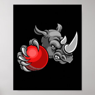 Poster Rhinocéros Dessin Animé Sports Rhinocéros Mascotte