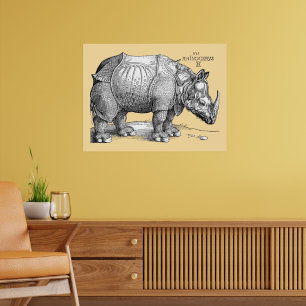 Poster Rhinocéros par Albrecht Dürer 1515 Gravure sur boi