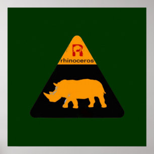 Poster rhinoceros sign prints