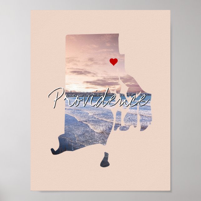 Poster Rhode Island State Photo insert and town name (Devant)