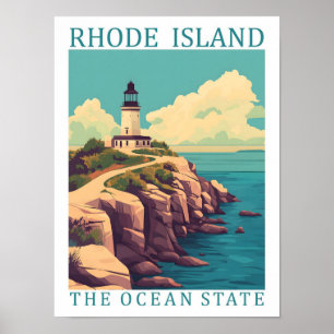 Poster Rhode Island the Ocean State USA Travel Place