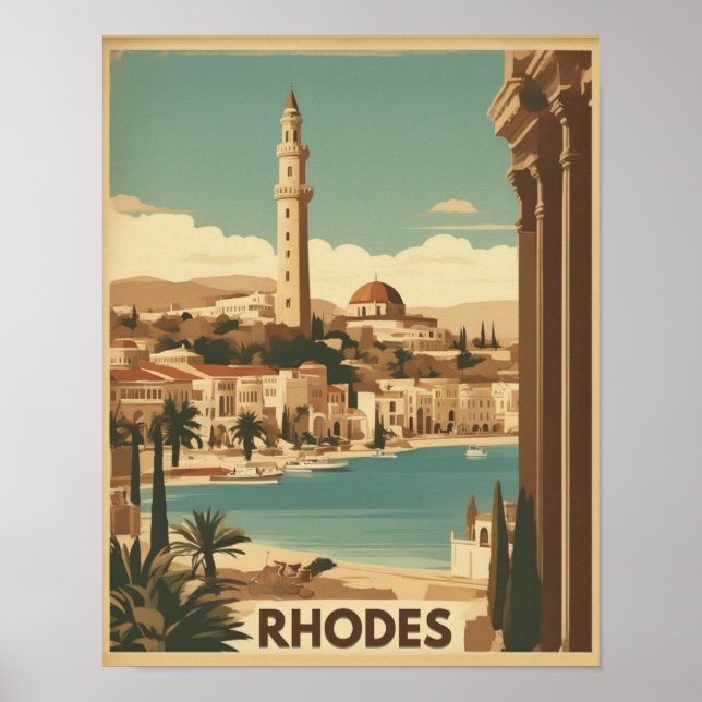 Poster Rhodes Grèce - Rhodes Island Greece trip (Devant)