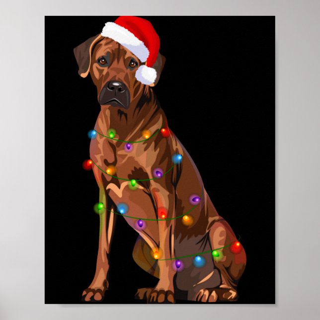 Poster Rhodesian Ridgeback Christmas Lights Xmas Dog Love (Devant)