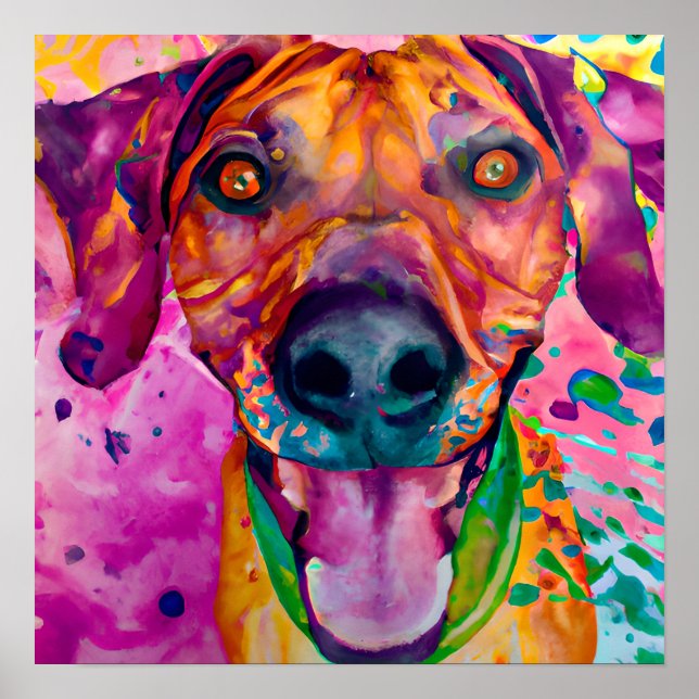 Poster Rhodesian Ridgeback Dog Portrait Art (Devant)