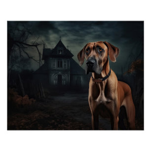 Poster Rhodesian Ridgeback Halloween effrayant