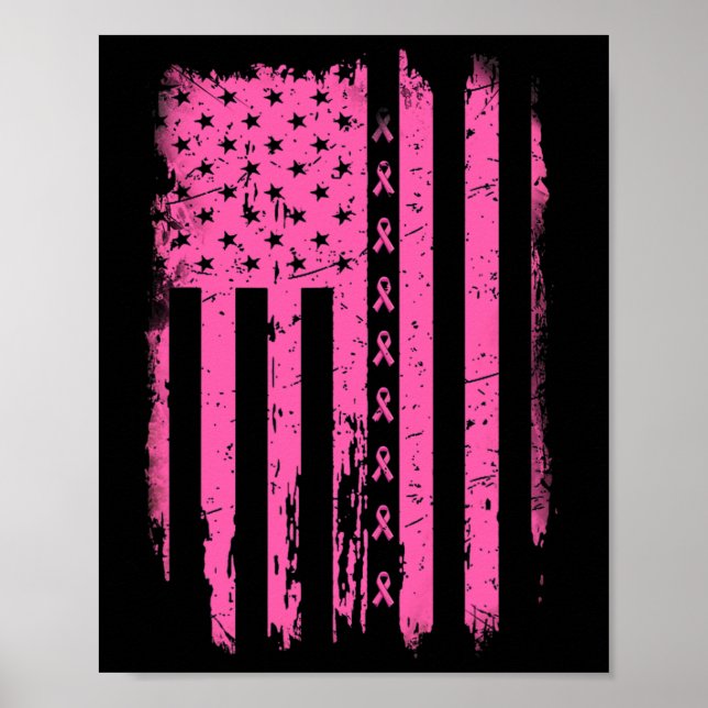 Poster Ribbon American Flag Usa Sensibilisation au cancer (Devant)