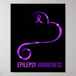 Poster Ribbon de coeur pour la sensibilisation à l'épilep