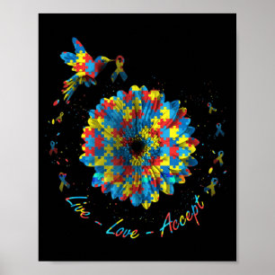 Poster Ribbon Fleur Oiseau Puzzle Amour En Vie Accepter A