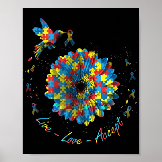Poster Ribbon Fleur Oiseau Puzzle Amour En Vie Accepter A (Devant)