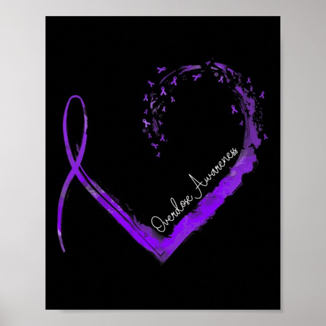 Poster Ribbon Heart Overdose Awareness  (Devant)