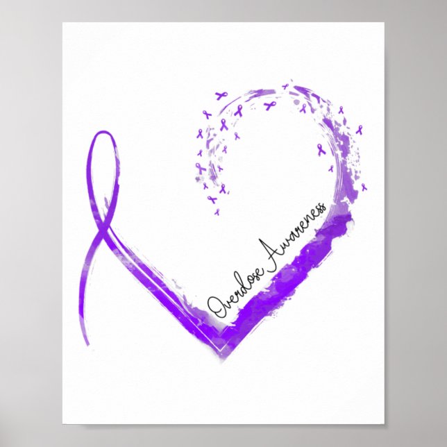 Poster Ribbon Heart Overdose Awareness 1  (Devant)