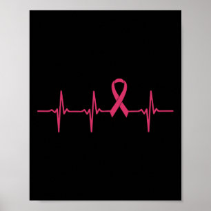 Poster Ribbon Heartbeat Cadeau de sensibilisation au canc