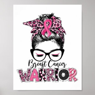 Poster Ribbon rose Cancer du sein guerrier de sensibilisa