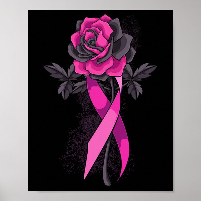 Poster Ribbon Rose Sensibilisation au cancer du sein Surv (Devant)