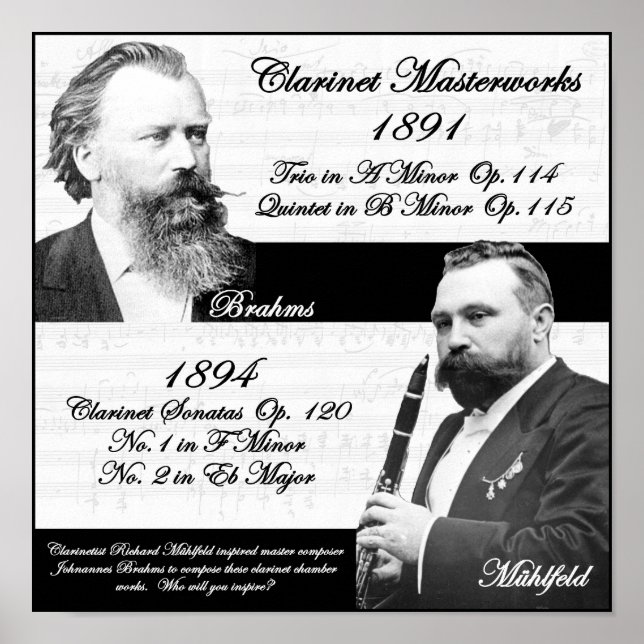 Poster Richard Mühlfeld, Clarinétiste, a inspiré Brahms (Devant)
