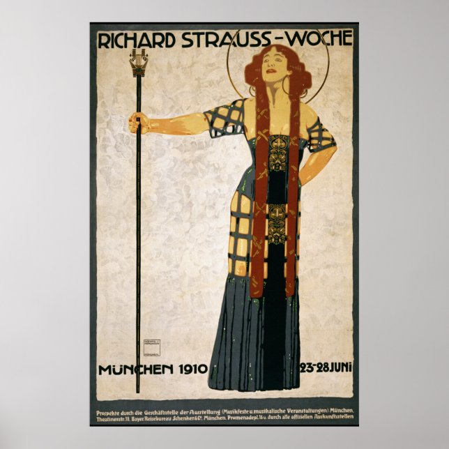 Poster Richard Strauss Woche 1910 Réimpression 36 x 24 Po (Devant)