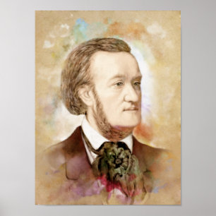 Poster Richard Wagner Portrait im Aquarell Style