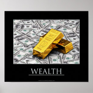 Poster Richesse - bulles d'or et billets en dollars