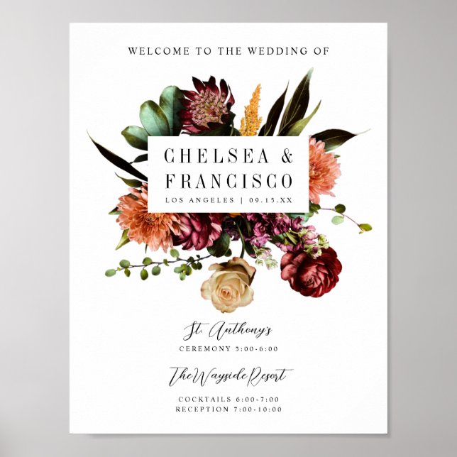 Poster Richesse du printemps Mariage floral Bienvenue (Devant)