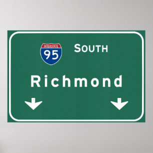 Poster Richmond Virginia va Interstate Highway Freeway :
