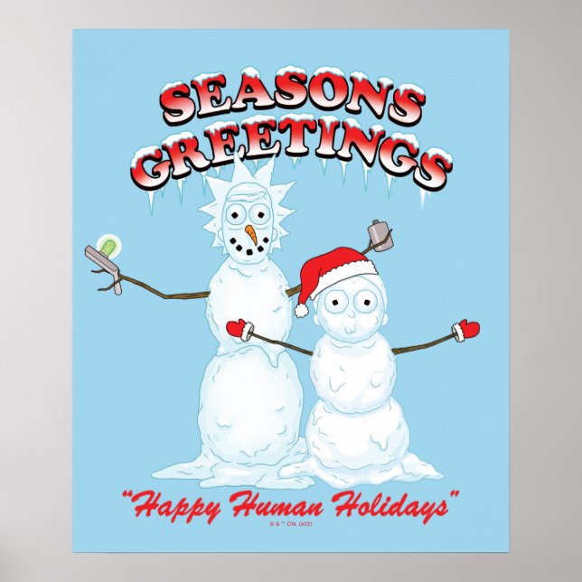 Poster Rick et Morty | Bonnes Fêtes de snowmen (Devant)