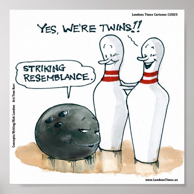 Poster Rick London Dessins Drôle Bowling Comic (Devant)